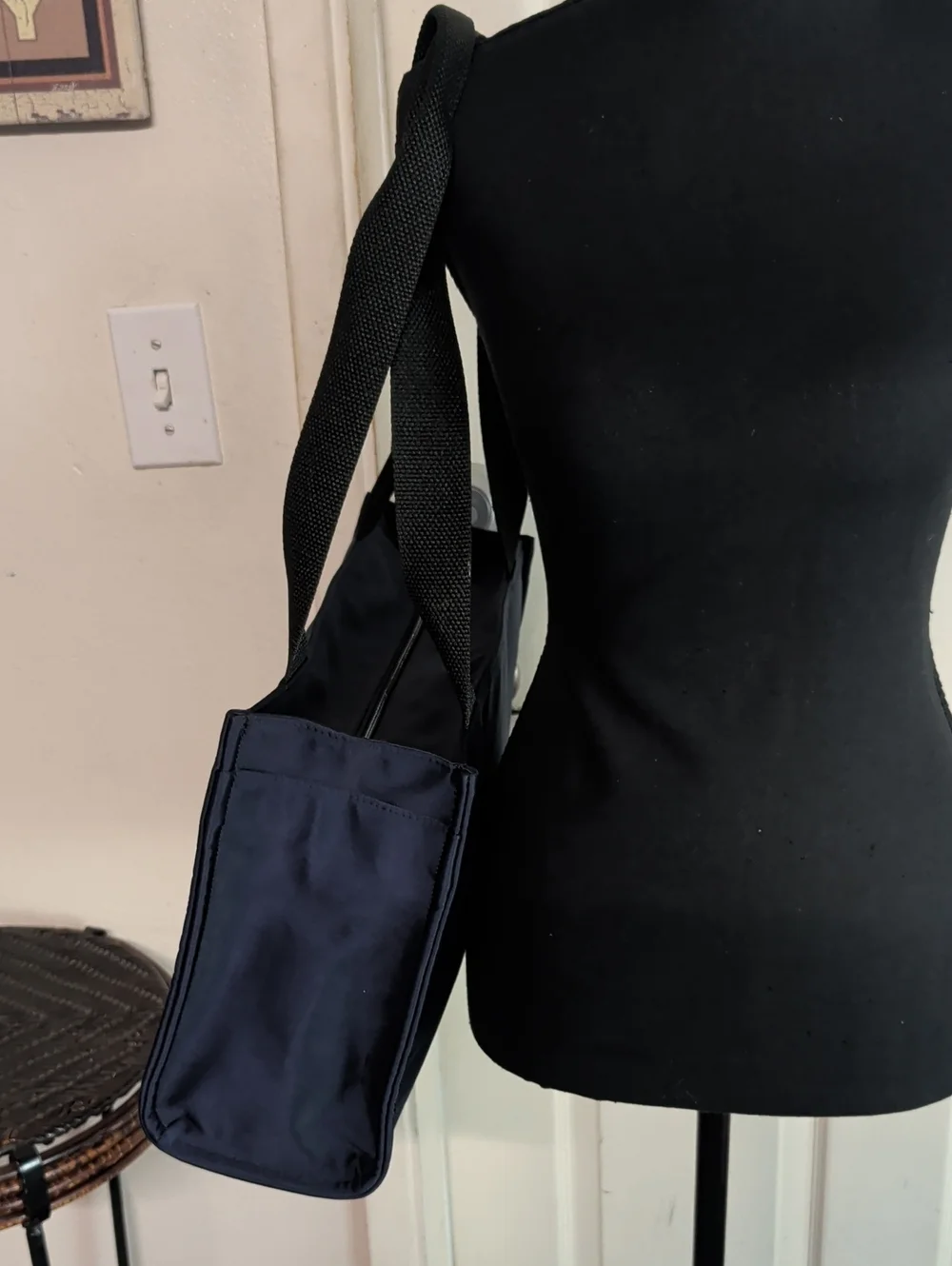 Kate Spade Navy Blue Nylon Fabric Tote Travel Bag